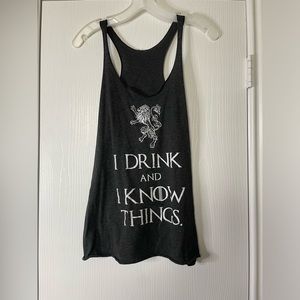 Game of Thrones Lannister Racerback I drink and I know things L